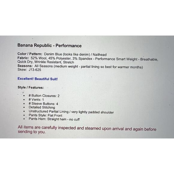 Banana Republic 40L 36x31 Slim Fit Blue Denim Look Unstructured Performance - Picture 2 of 16